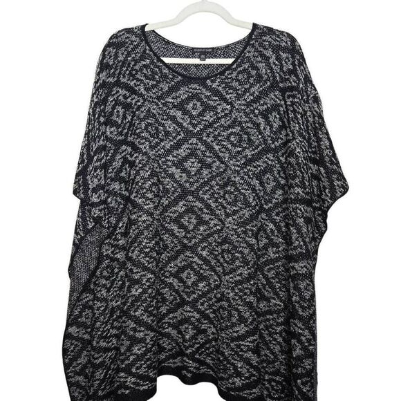 Eileen Fisher Organic Linen Poncho Pattern OS - Picture 2 of 6